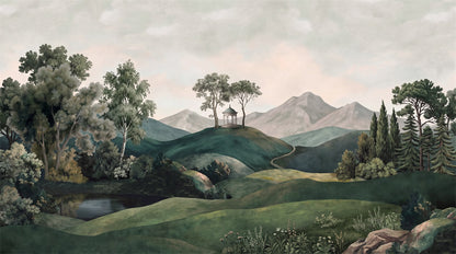 Green Rolling Hills Forest Wallpaper Mural - 2