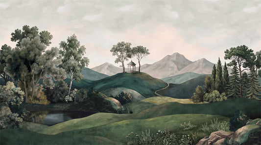 Green Rolling Hills Forest Wallpaper Mural - 2