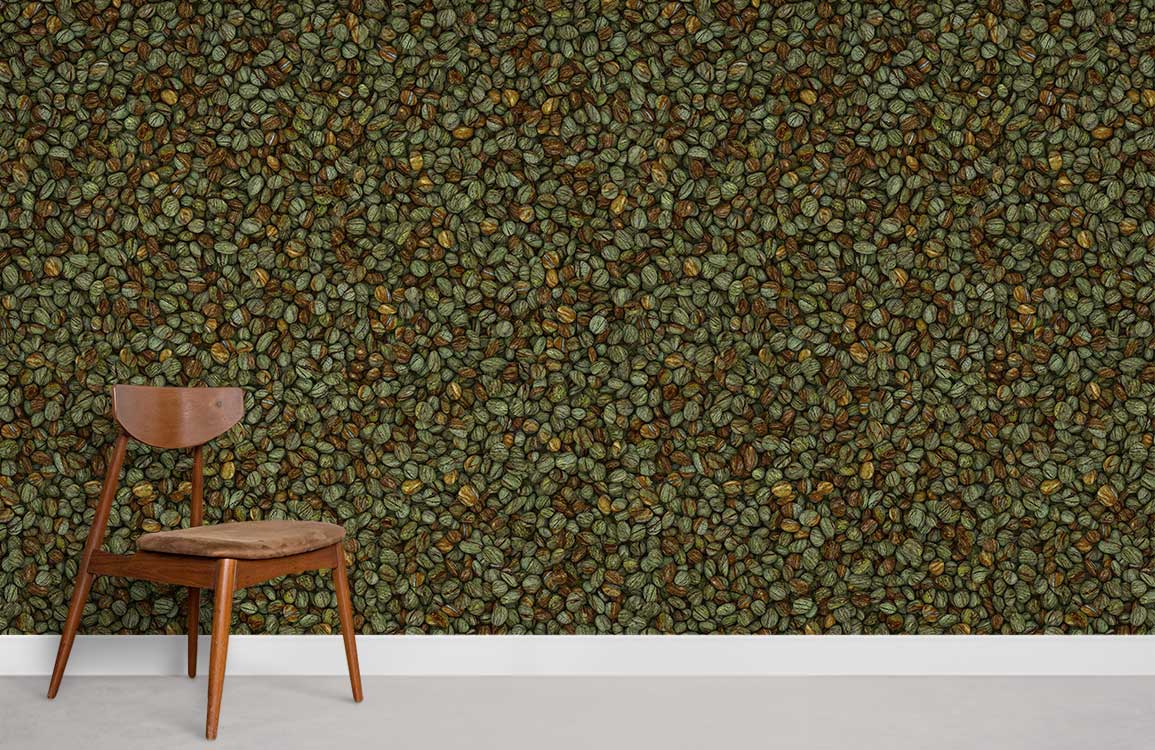 Emerald Green Leaf Pattern Wall Mural