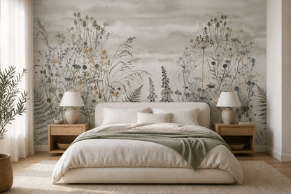 Green Mist Meadow Wallpaper Mural - 4