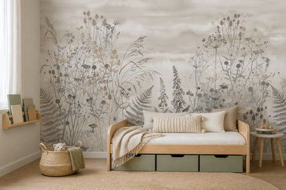 Green Mist Meadow Wallpaper Mural - 5