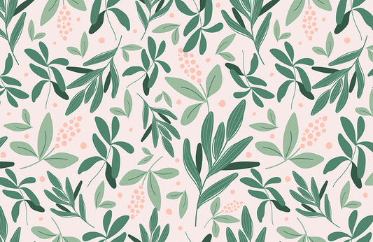 Botanical Leaf Print Modern Mural Wallpaper