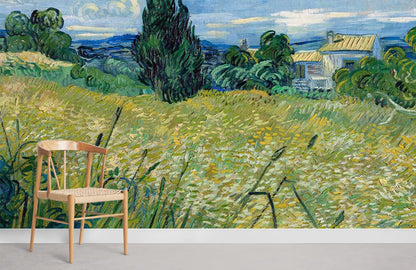 countryside Wheat oil painting Mural Wallpaper for Room decor