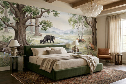 Green Wildlife Wallpaper Mural view 3