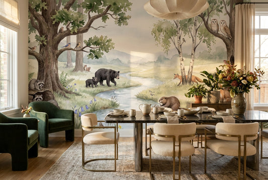 Green Wildlife Wallpaper Mural room scene