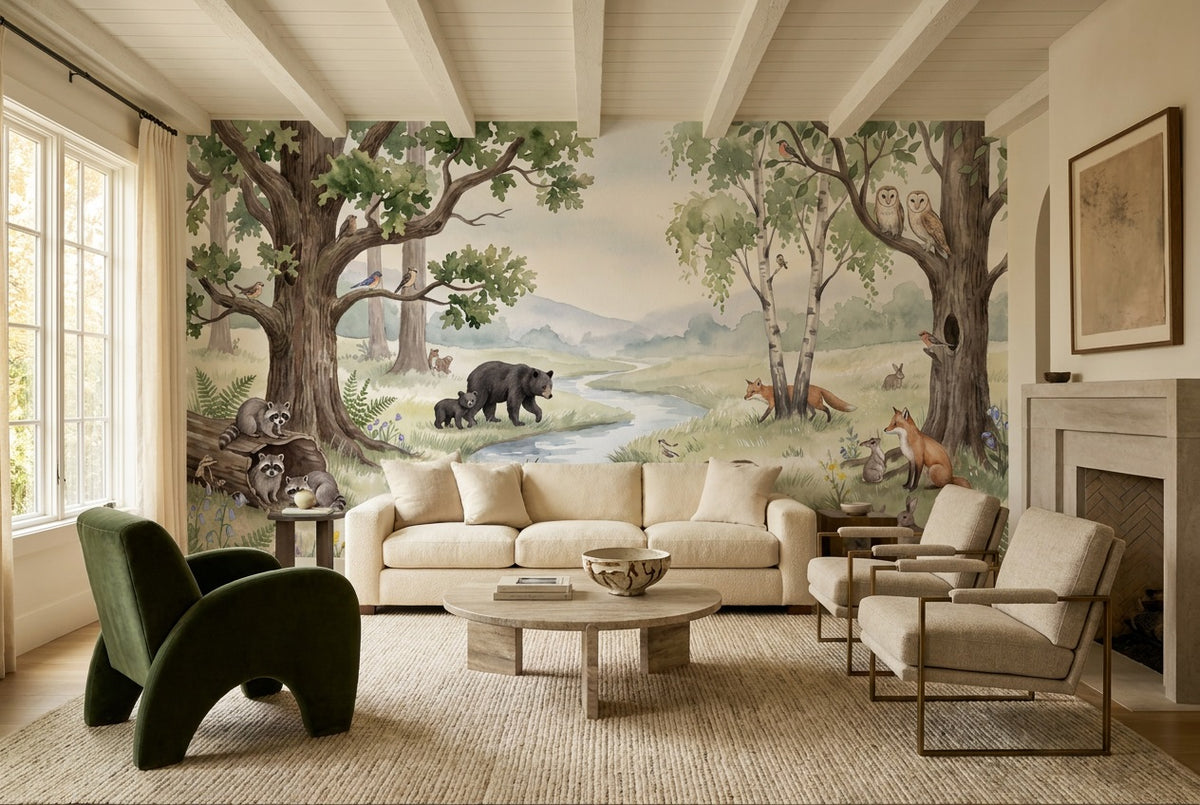 Green Wildlife Wallpaper Mural view 6