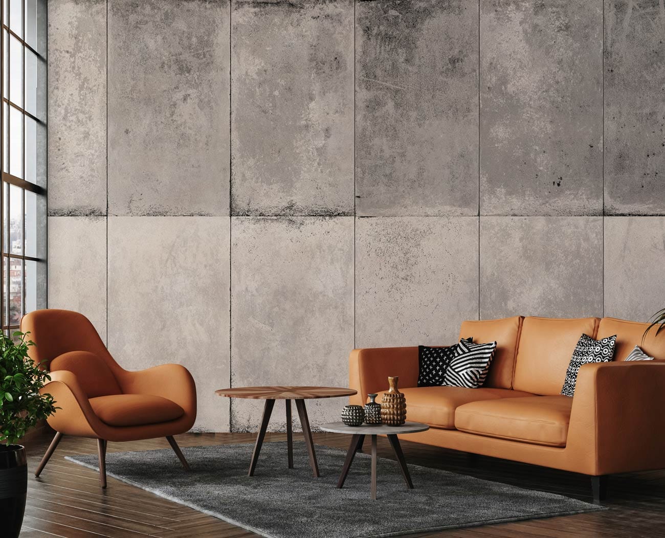 Modern Concrete Textured Grey Wallpaper Mural