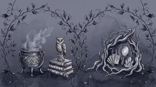 Cauldron Owl Books Vines and Crystal Ball Halloween Wallpaper Mural - image 2