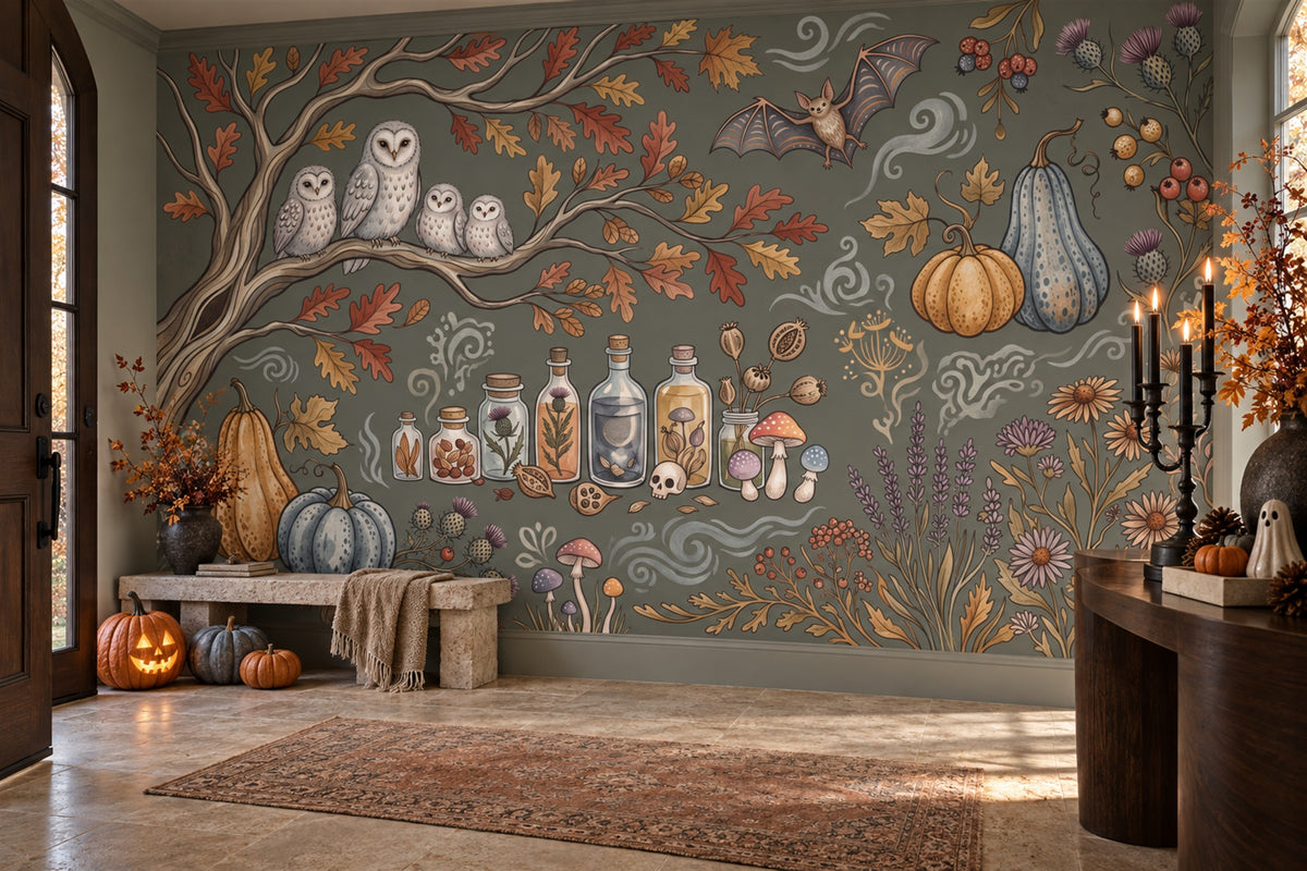 Owls Pumpkins and Potions Halloween Wallpaper Mural - image 4