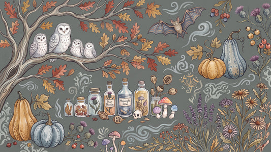 Owls Pumpkins and Potions Halloween Wallpaper Mural - image 2