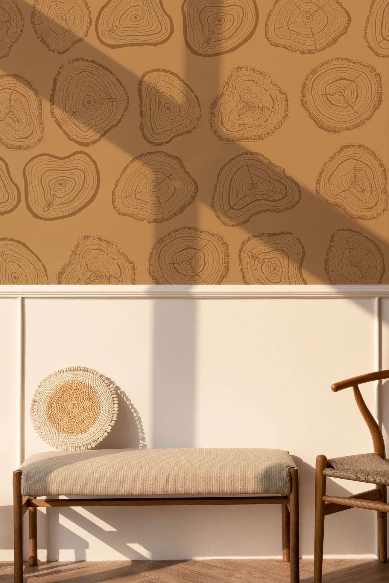 Rustic Wood Cross-Section Mural Wallpaper