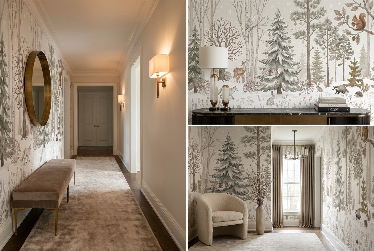 Chilly Tan Winter Forest Wallpaper Mural