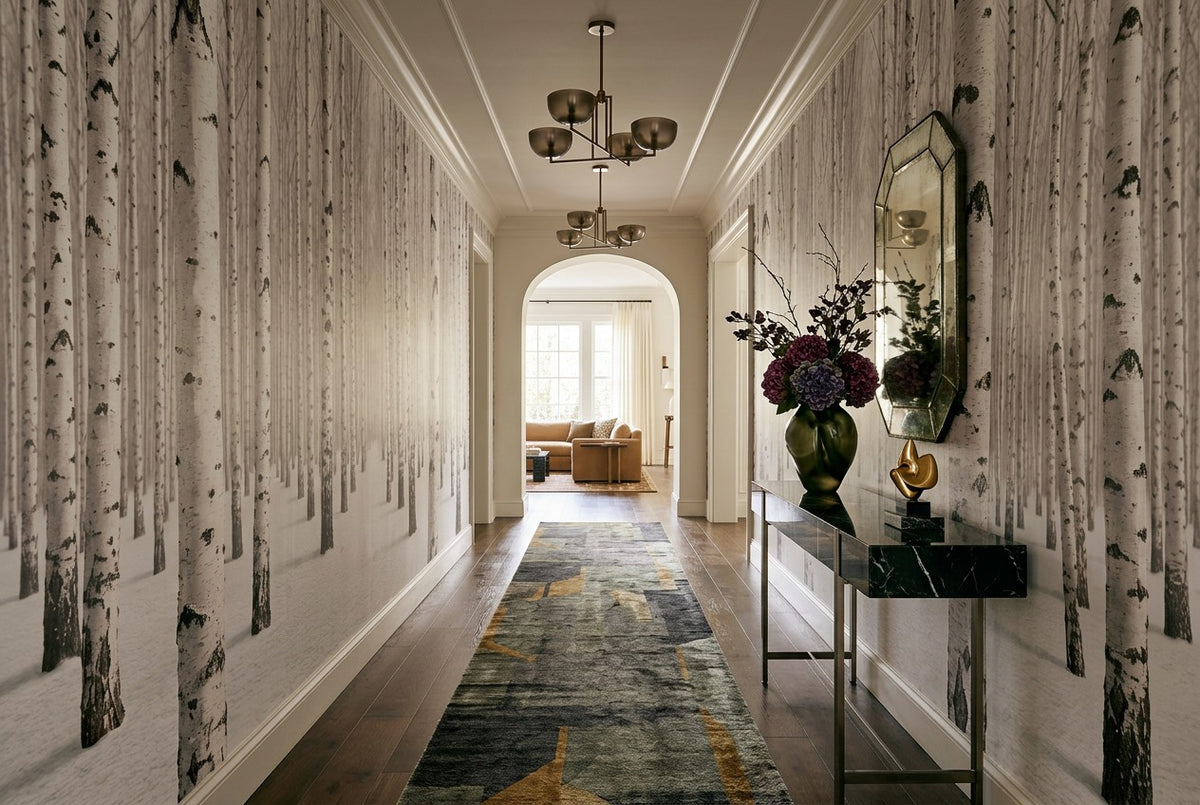 Rustic White Birch Forest Wallpaper Mural room scene