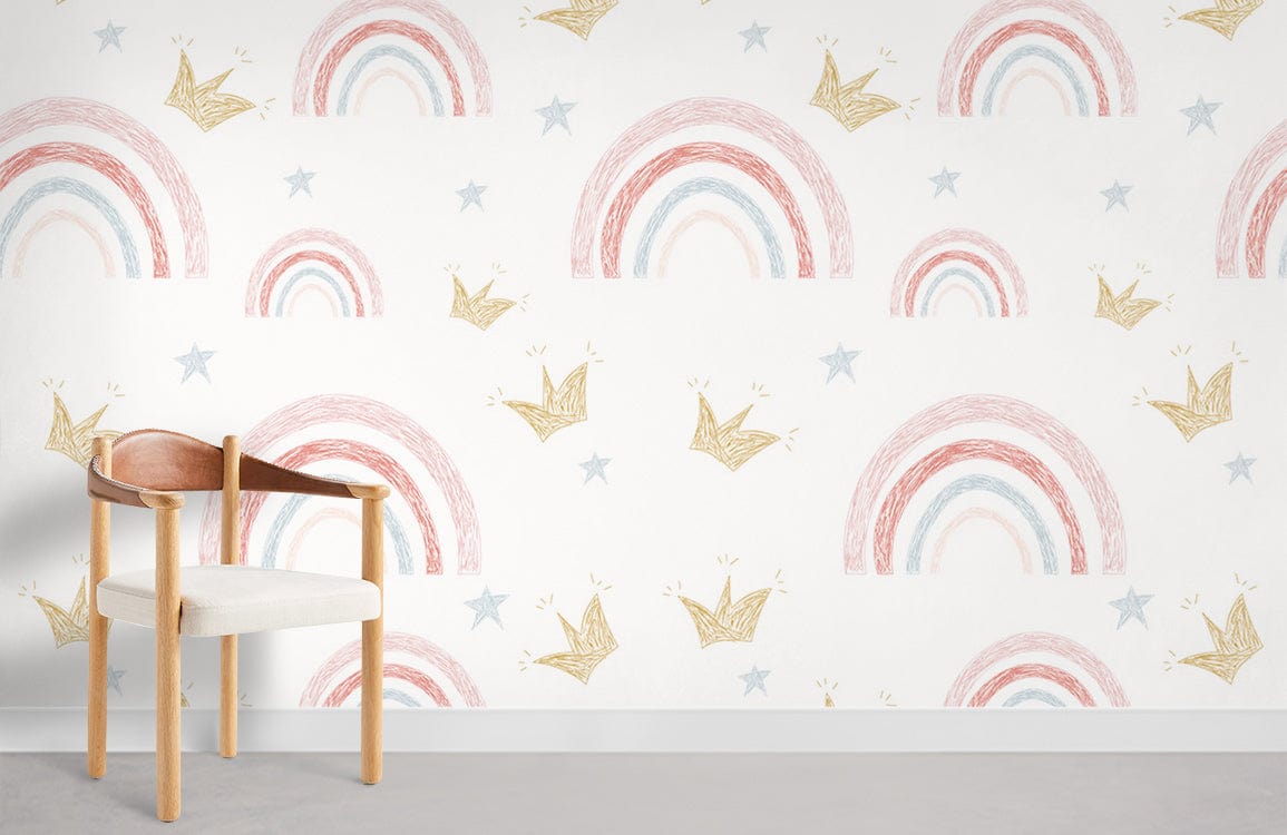 Charming Pastel Rainbow Nursery Mural Wallpaper