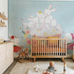 Whimsical Bunny Floral Kids Mural Wallpaper