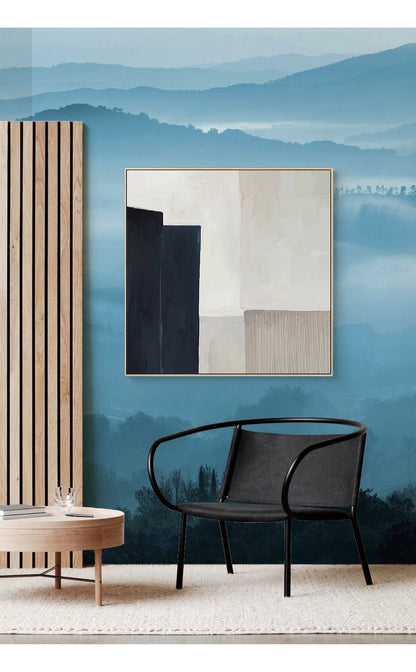 Wallpaper mural for the hallway with a hazy scene of rolling mountains.