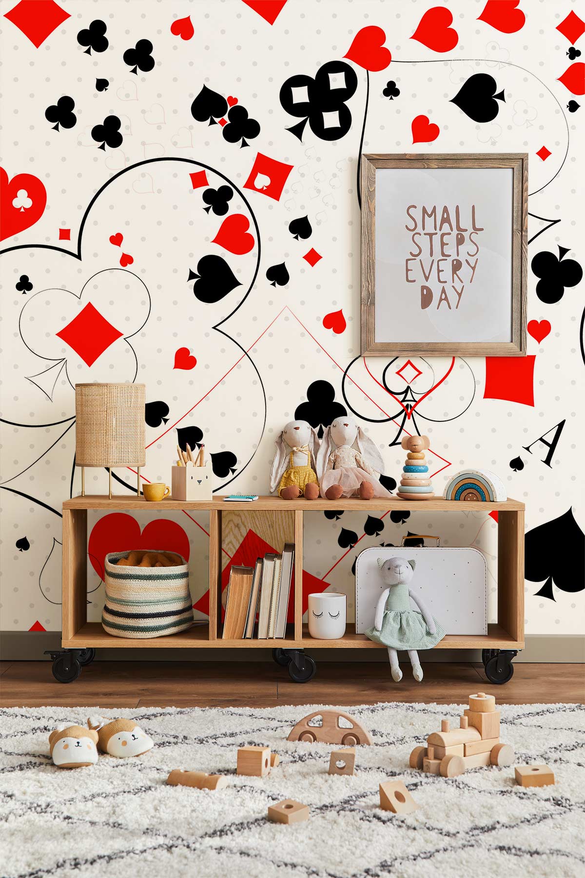 Modern Playful Card Suits Mural Wallpaper