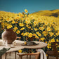 Hilltop Wild Flower Field Wallpaper Mural for the Decoration of the Dining Room