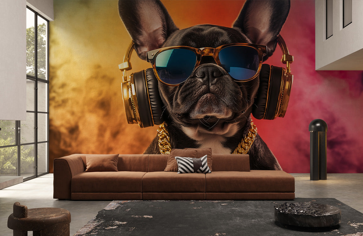 Hip Hop Frenchie Portrait Mural Wallpaper