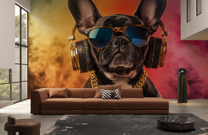 Hip Hop Frenchie Portrait Mural Wallpaper
