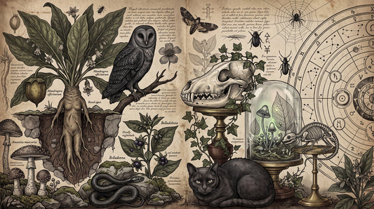 Owl Skull Black Cat Mandrake and Occult Charts Halloween Wallpaper Mural - image 2