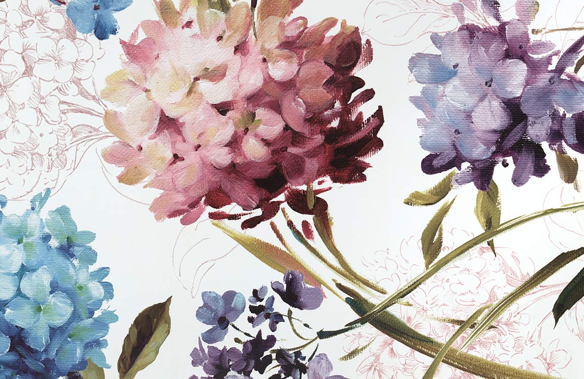 Elegant Vintage Floral Watercolor Mural Wallpaper