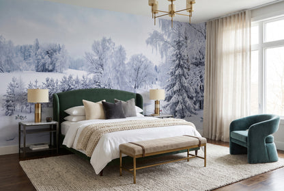 Icy White Winter Forest Wallpaper Mural interior scene