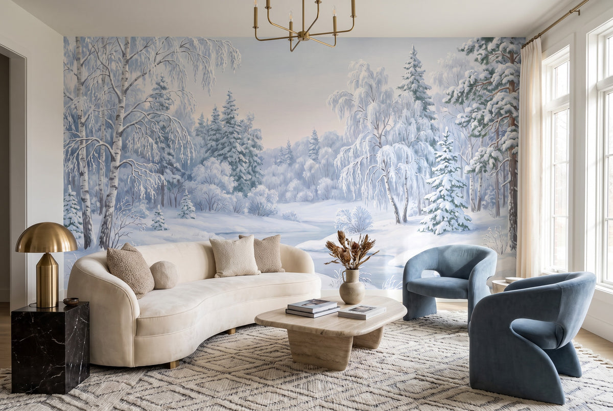 Frost Ice Winter Forest Wallpaper Mural room scene