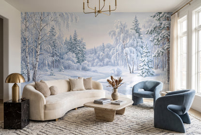 Frost Ice Winter Forest Wallpaper Mural room scene