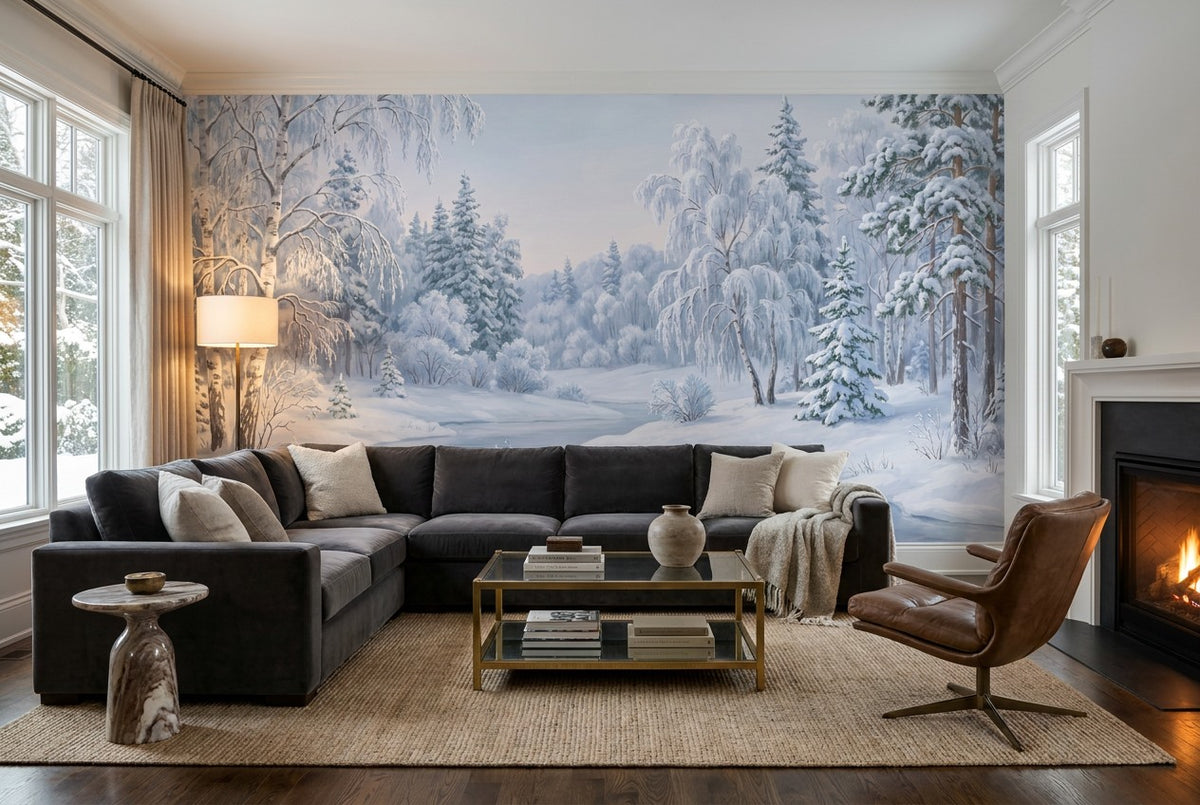 Frost Ice Winter Forest Wallpaper Mural room scene