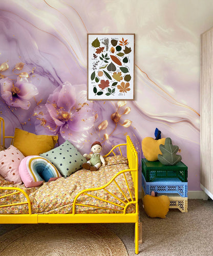 Floral Serenity Bliss Mural Wallpaper in bedroom
