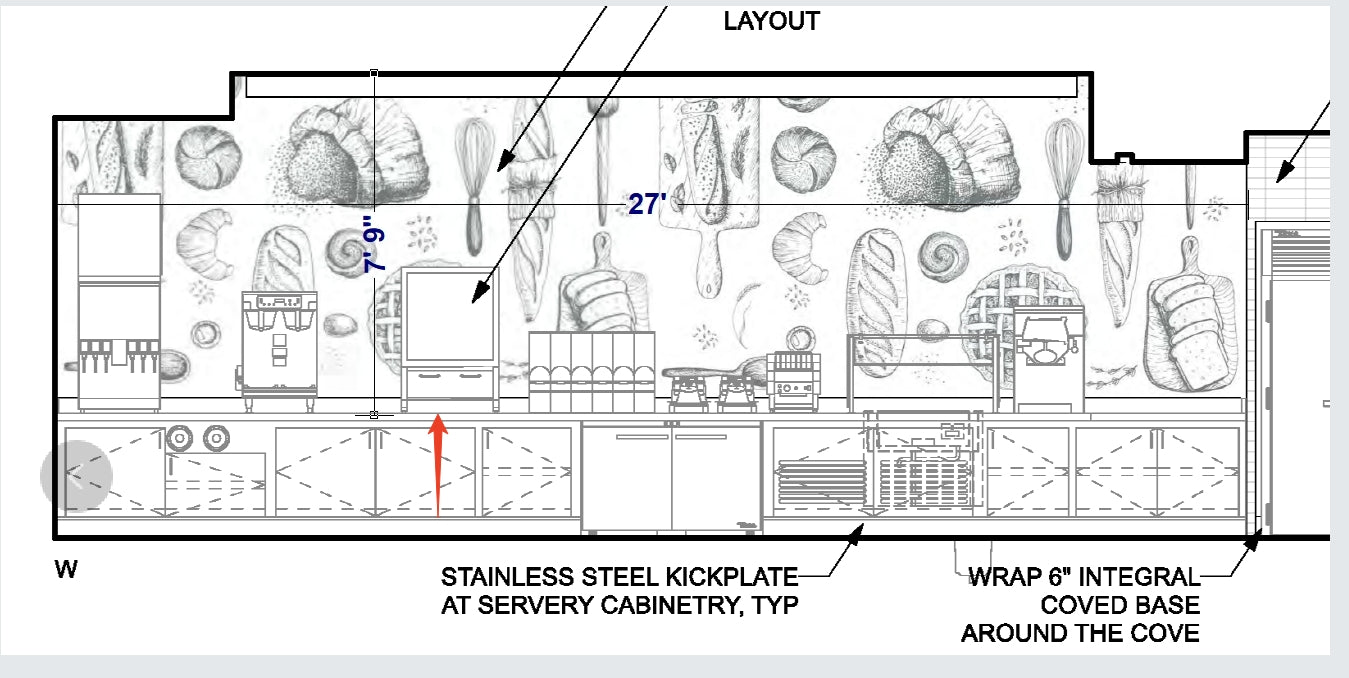 Payment of Rustic Kitchen Sketches Wallpaper Mural