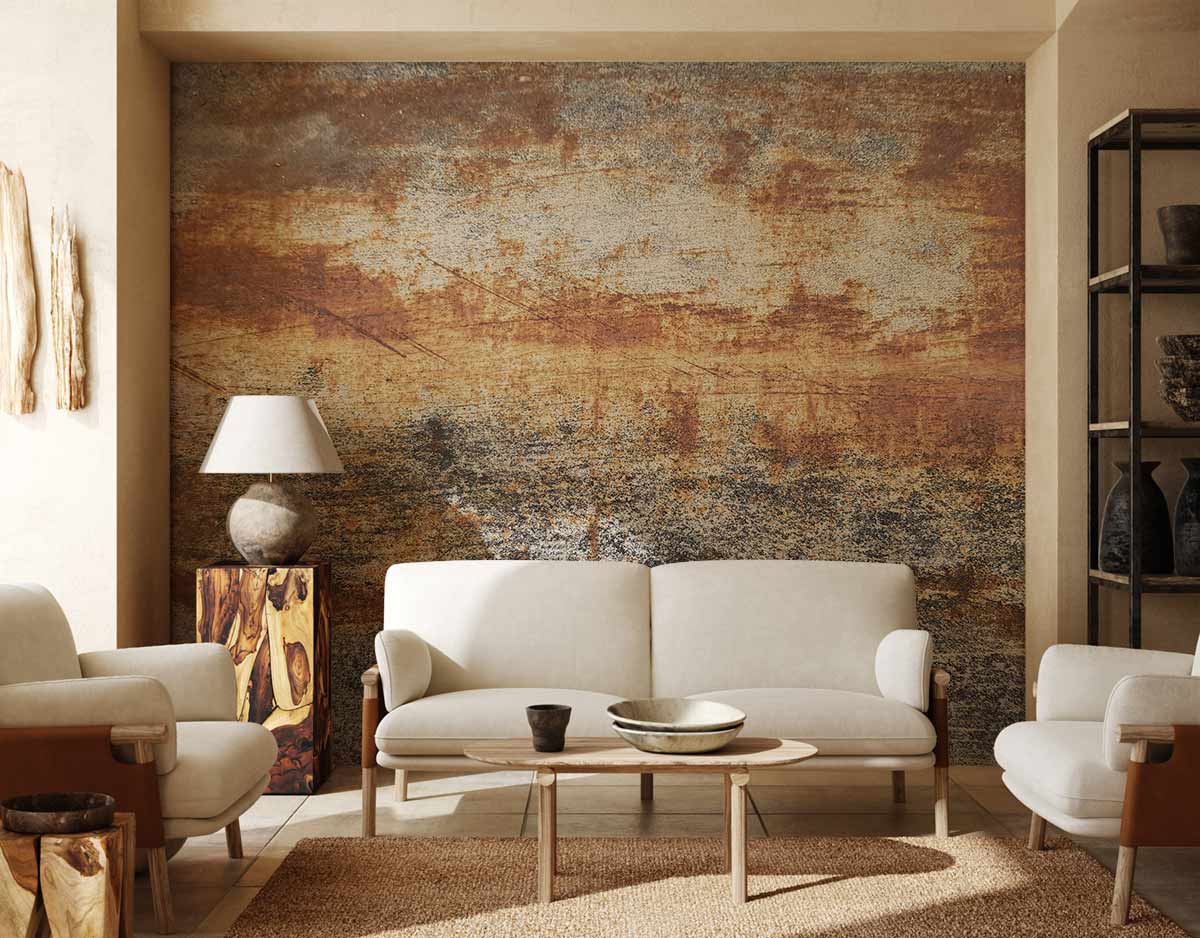 Rustic Metallic Gold Textured Mural Wallpaper