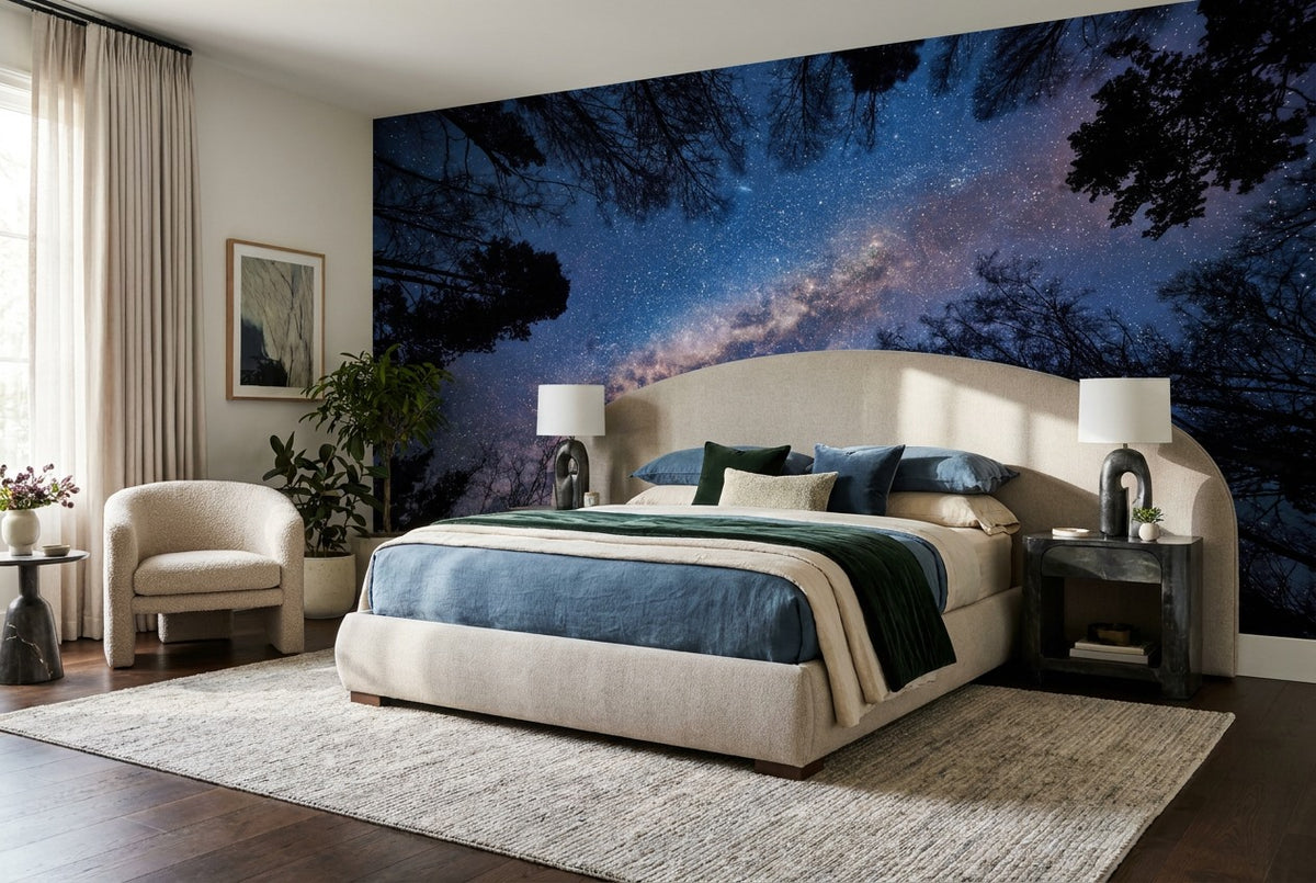 Starry Sky Pine Forest Wallpaper Mural interior scene
