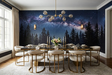 Starry Milky Way Pine Forest Wallpaper Mural