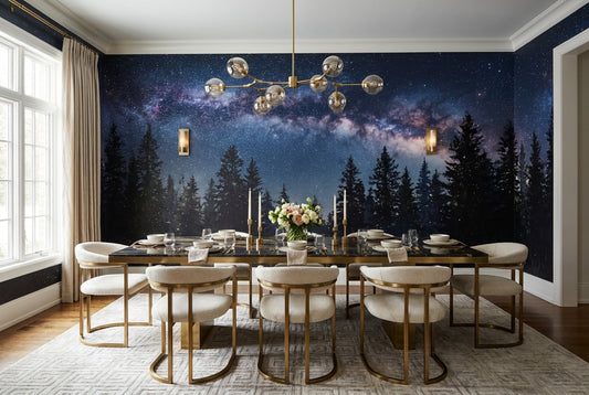 Starry Milky Way Pine Forest Wallpaper Mural room scene