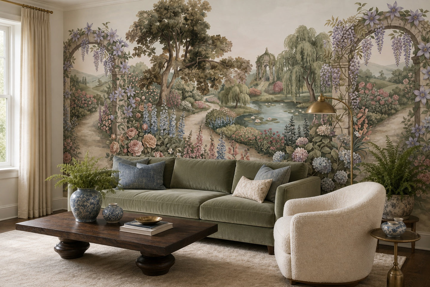Ivory Manor Garden Landscape Wallpaper Mural - 1