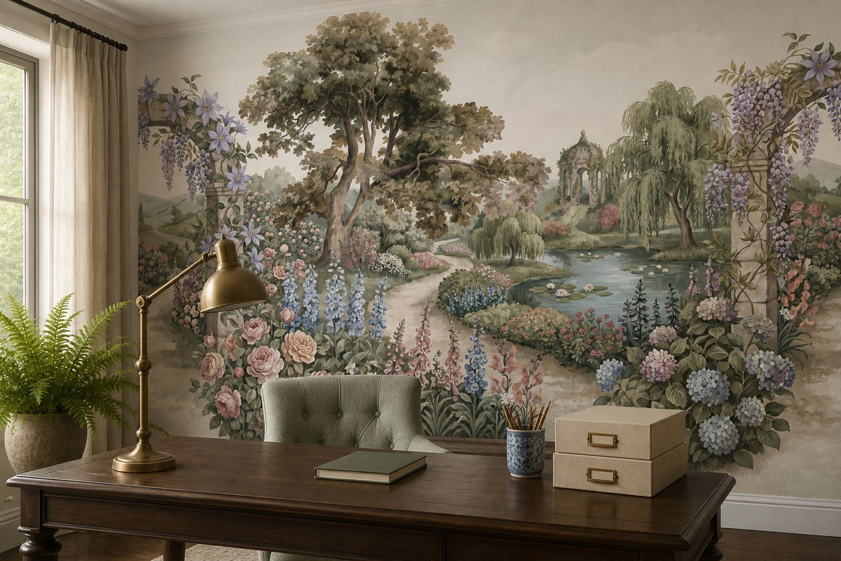 Ivory Manor Garden Landscape Wallpaper Mural - 5