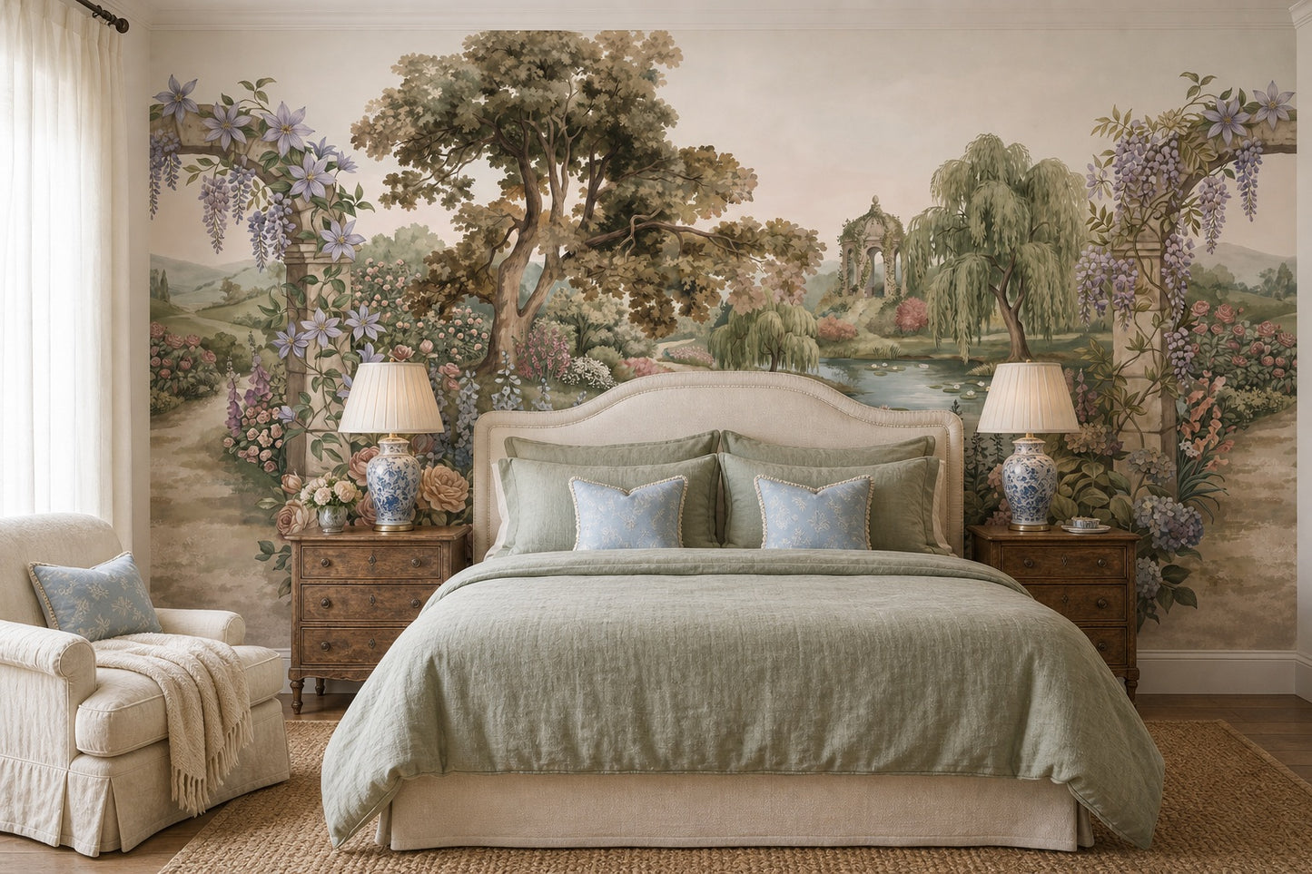 Ivory Manor Garden Landscape Wallpaper Mural - 4