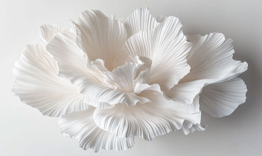 Ivory Paper-Petal Bloom Mural Wallpaper