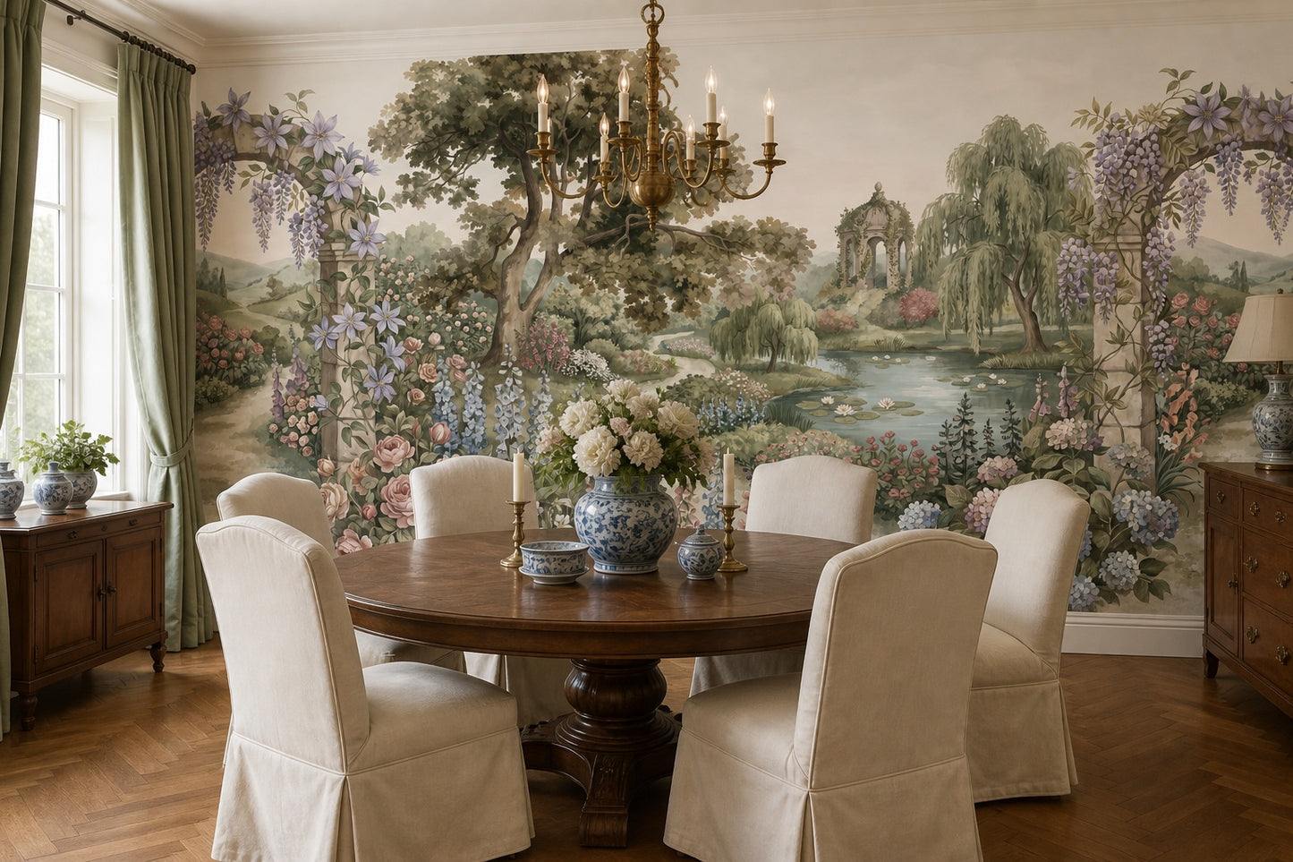 Ivory Manor Garden Landscape Wallpaper Mural - 3