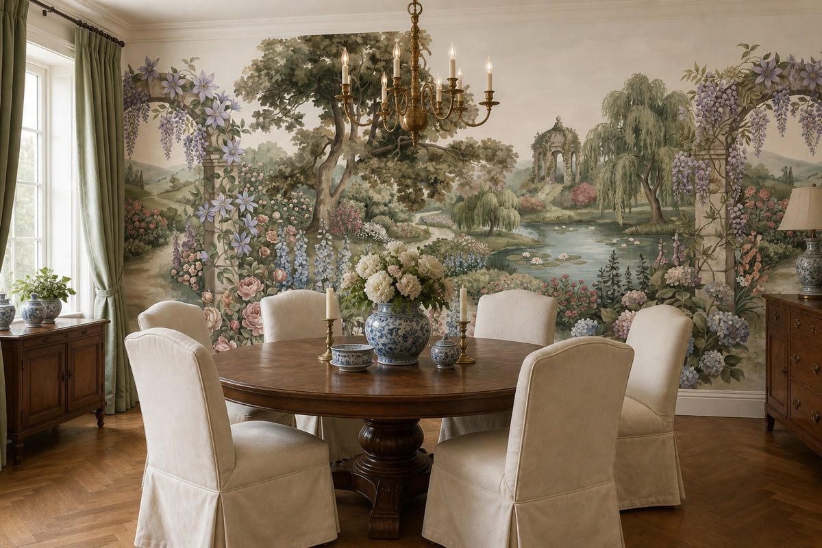 Ivory Manor Garden Landscape Wallpaper Mural - 3