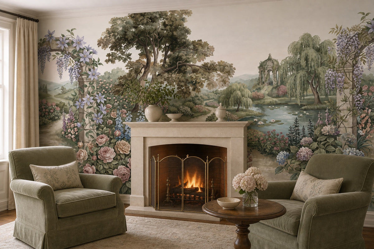 Ivory Manor Garden Landscape Wallpaper Mural - 6
