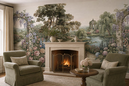 Ivory Manor Garden Landscape Wallpaper Mural - 6