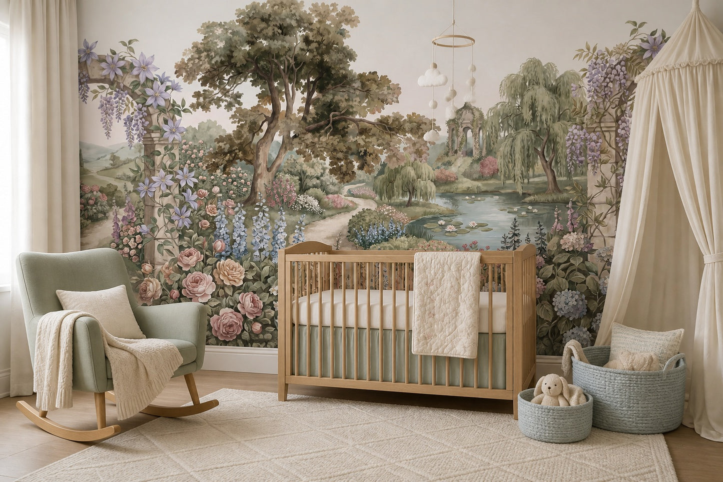 Ivory Manor Garden Landscape Wallpaper Mural - 8
