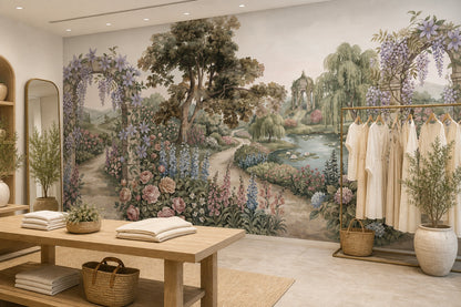 Ivory Manor Garden Landscape Wallpaper Mural - 9