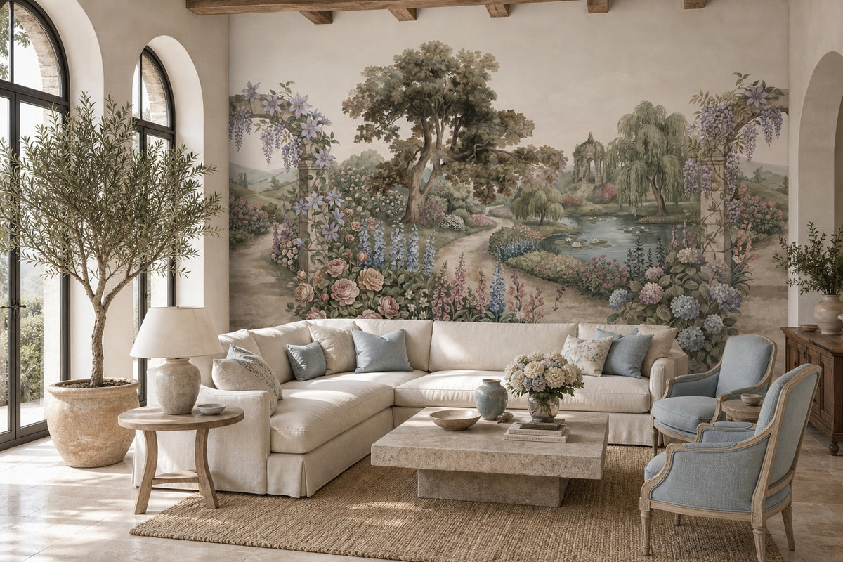 Ivory Manor Garden Landscape Wallpaper Mural - 11