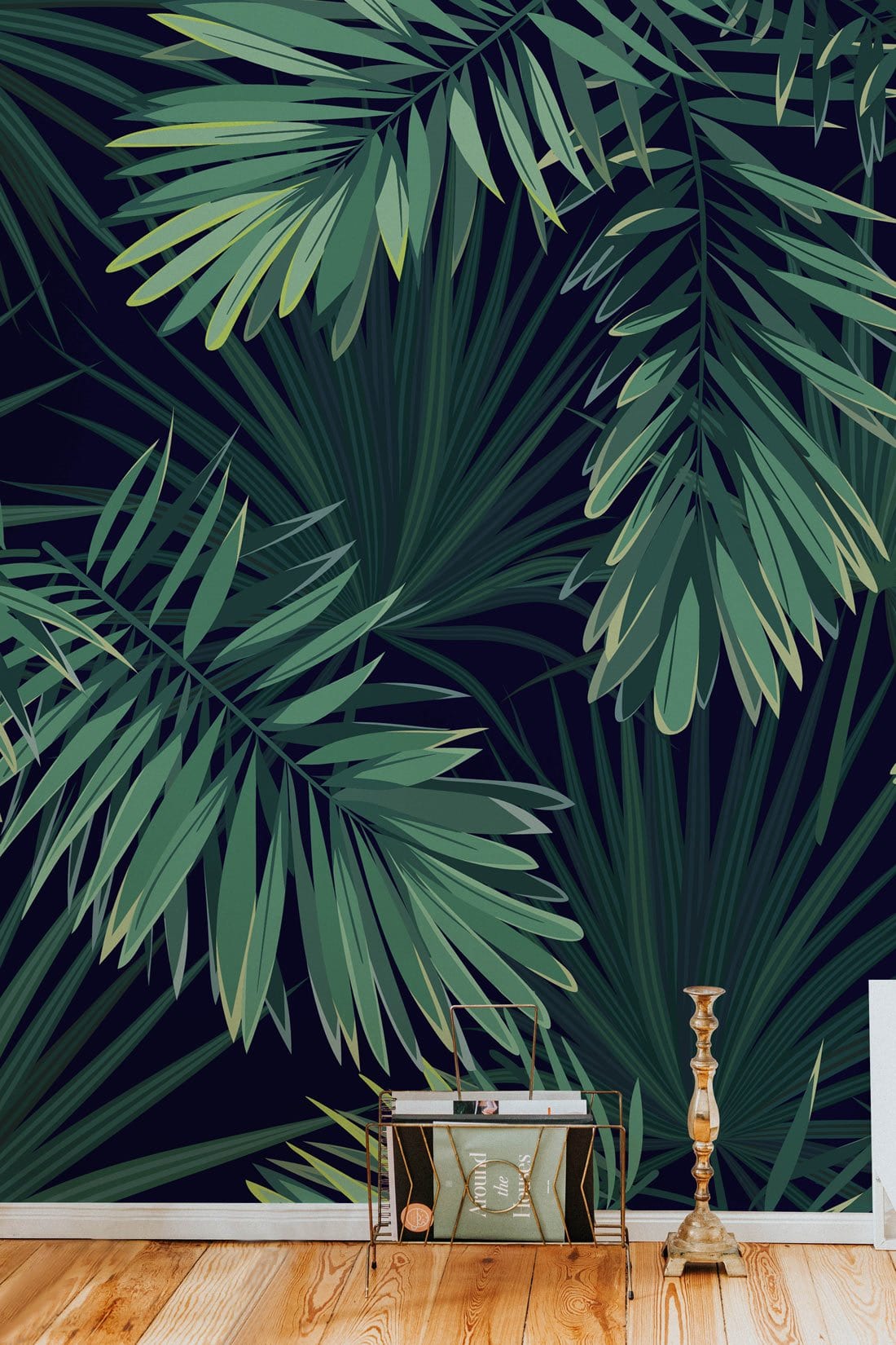 Emerald Green Tropical Leaf Mural Wallpaper