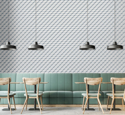 Blue Geometric Harmony Mural Wallpaper in dining room
