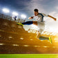 Vibrant Stadium Soccer Player Mural Wallpaper